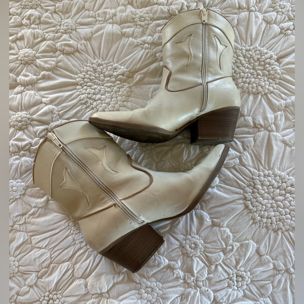 Cream Cowgirl Boots - Picture 2 of 10